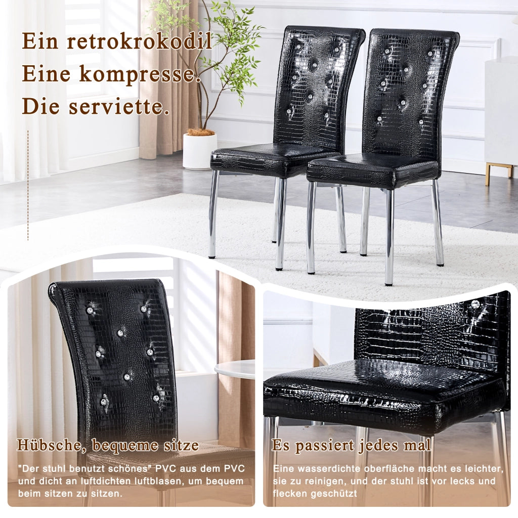SEDIA DA PRANZO Set da 2 Nero in PVC effetto pelle con gambe in metallo galvanizzato