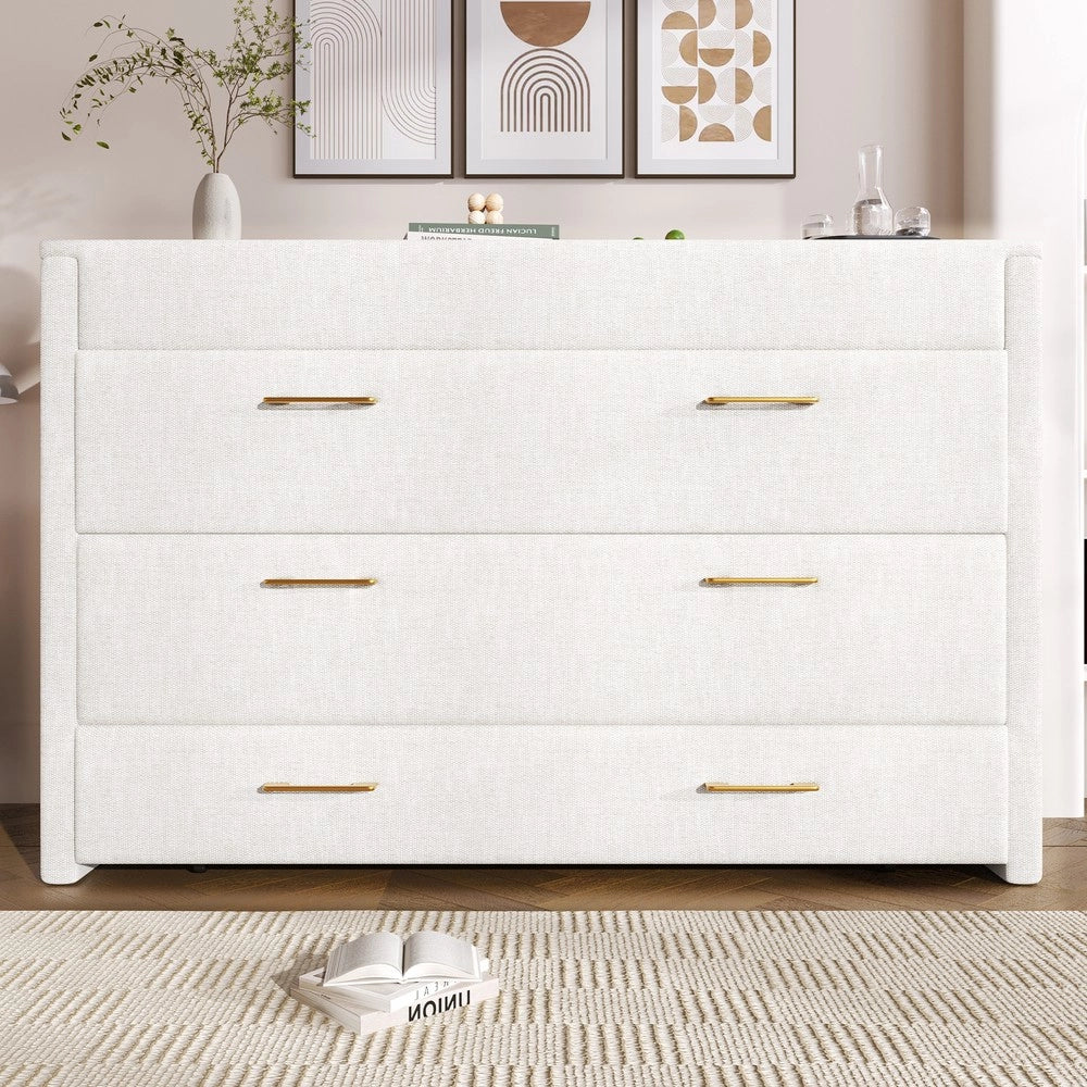 Letto a Scomparsa con Cassetto e USB ¨C MINIMAL ¨C Tessuto Beige 140x200