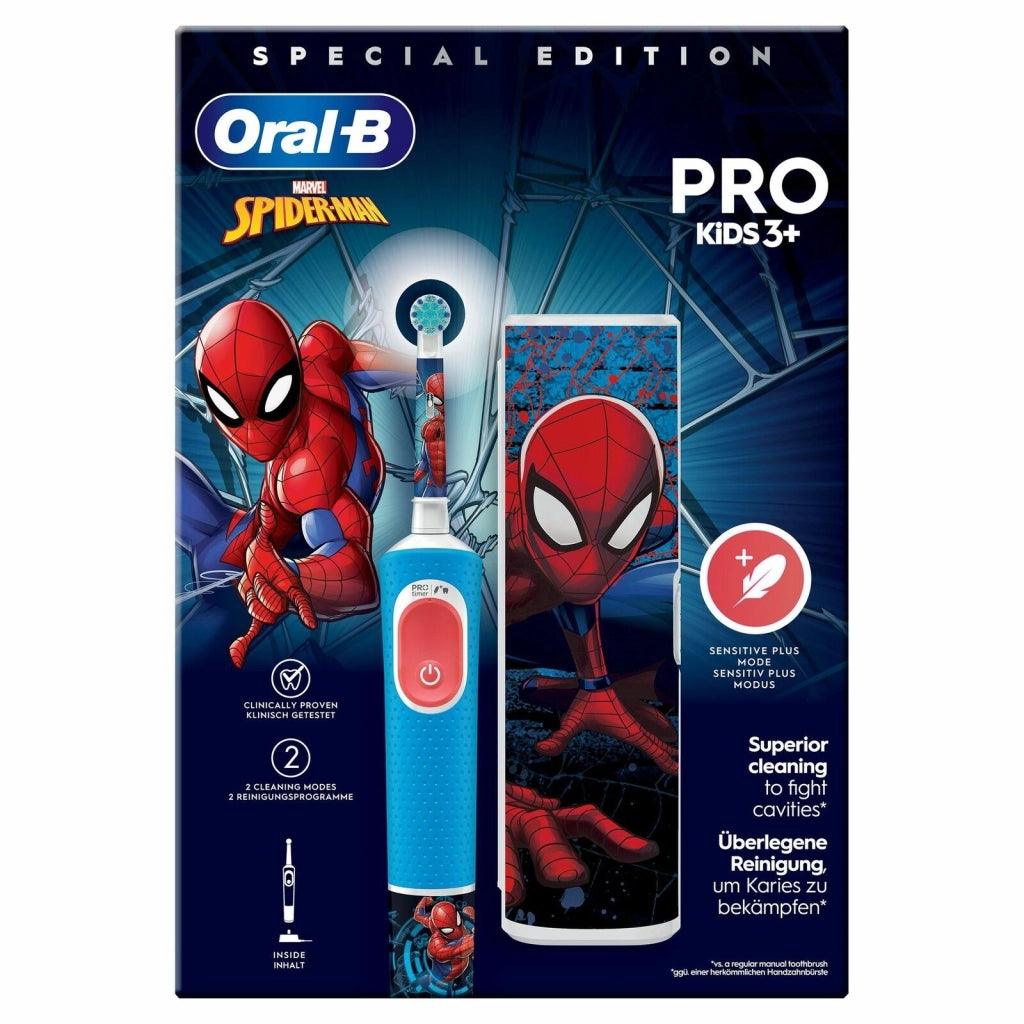 Oral-B Vitality Pro Kids Spiderman Bambino Spazzolino rotante-oscillante Blu, Rosso