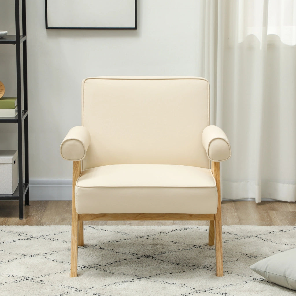 Poltrona ¨C Zephmum ¨C Crema, similpelle, legno