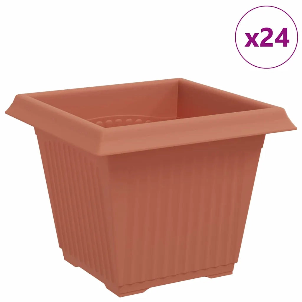 Vaso quadrato per fiori 24 pcs Rosso Mattone 20 x 20 x 16 cm
