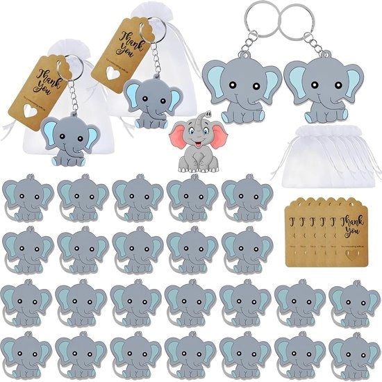 Sostituto di Chiave Mini - 30 Pezzi - Elefante/Sostituto di Chiave Animale - Etichetta in Carta Kraft - Sacchetto in Organza - Giocattolo Animale Galleggiante - Sostituto di Chiave Galleggiante