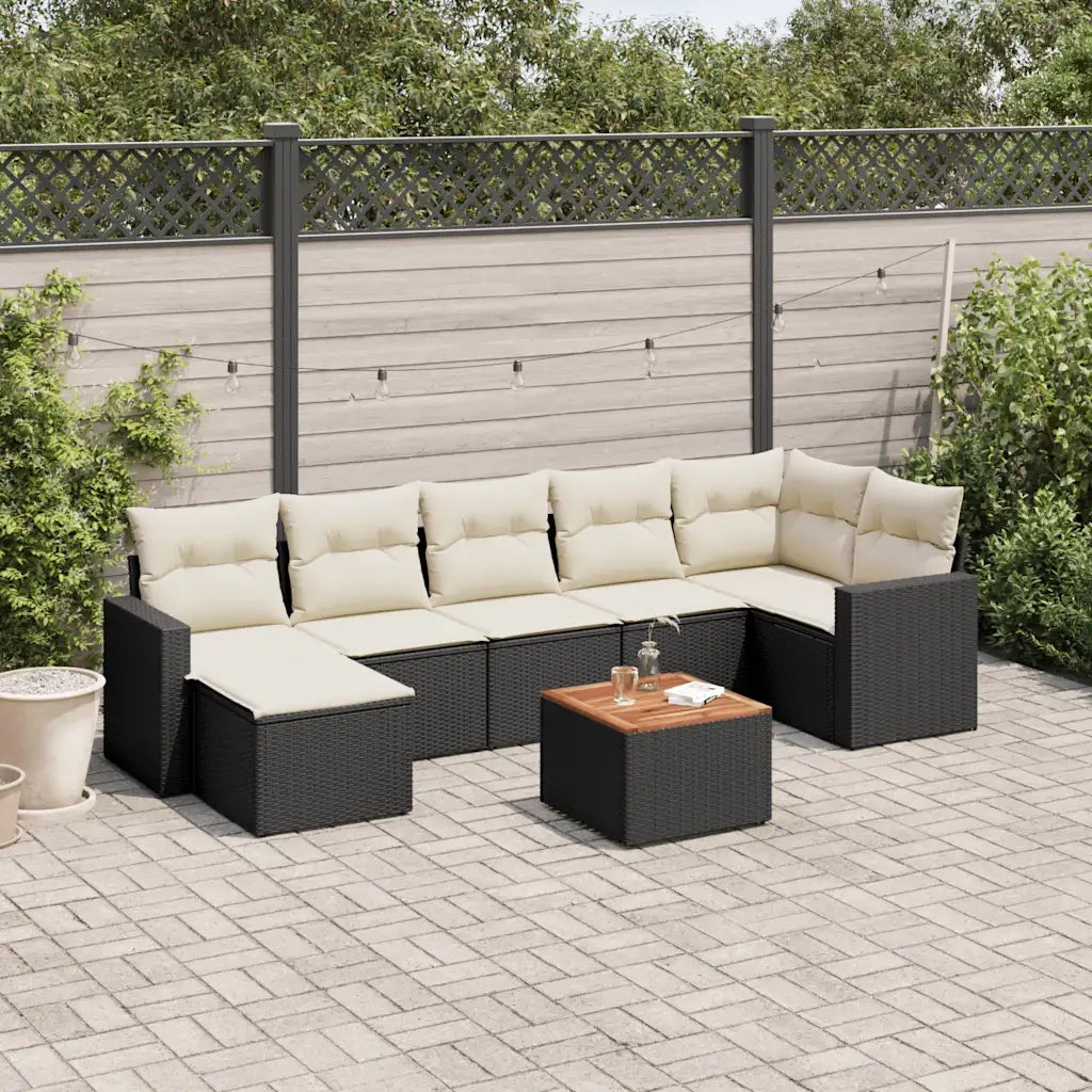 Set Divani da Giardino con Cuscini 8 pz Nero in Polyrattancod mxl 115568