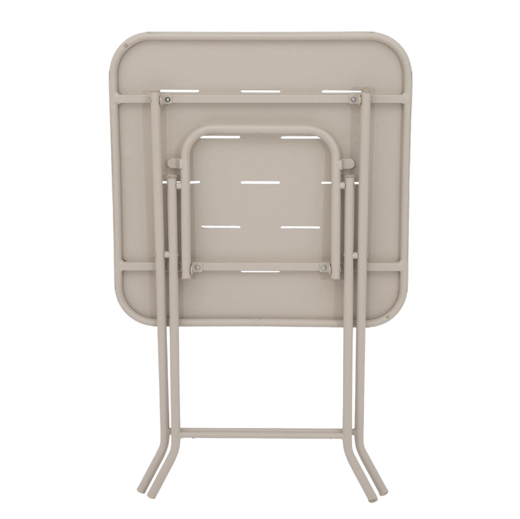 Set bistrot pieghevole da esterno 3 pezzi in acciaio beige