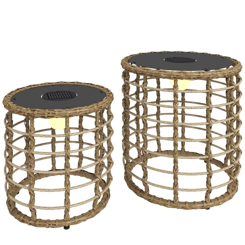 Lampada da Giardino Solare 2 Pezzi Rattan con Sensore Luce LED ¨C zephmum ¨C Grigio 2xIP44