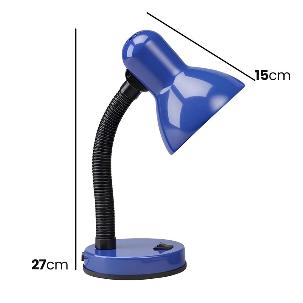 Lampada da tavolo orientabile compatibile E27 40W con braccio flessibile e interruttore Nero / Blu Avizar