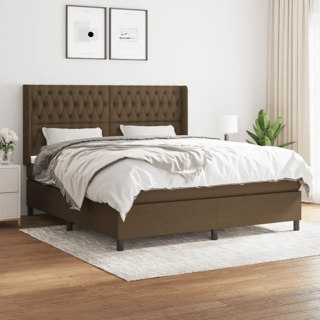 Giroletto a Molle con Materasso Marrone Scuro 180x200cm Tessuto cod mxl 41646