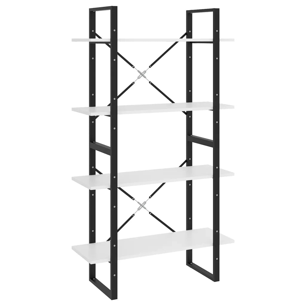 Libreria a 4 Ripiani-Scaffale per Libri-Mobile di Stoccaggio Bianca 80x30x140 cm in Legno Multistrato