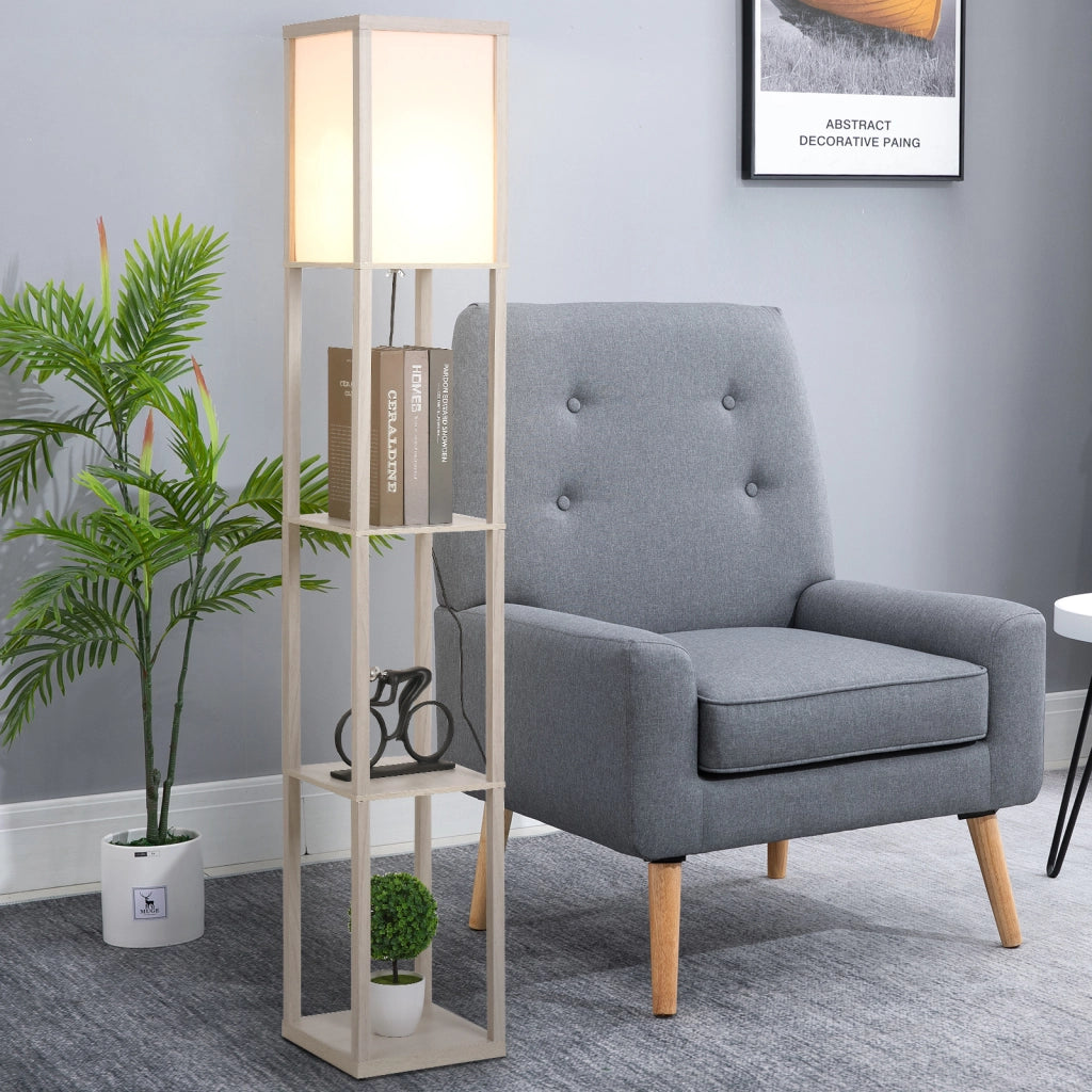Lampada da terra con scaffale ¨C zephmum ¨C legno rovere