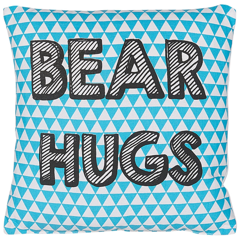 Set di 2 cuscini per bambini in cotone blu 40 x 40 cm Abbracci dell'orso stampa motivo a triangolo quadrato per la cameretta