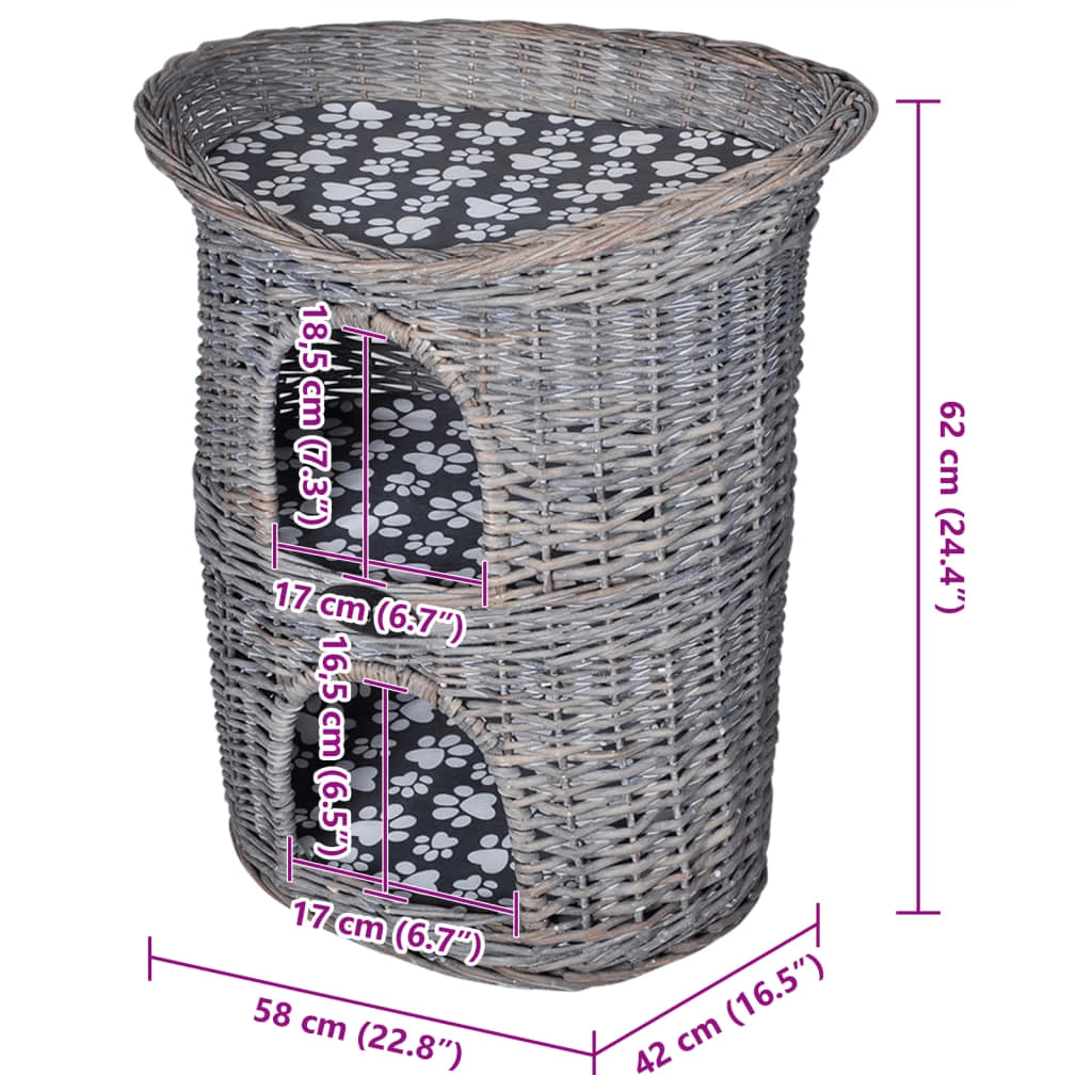 Tiragraffi/cuccia a 2 livelli con cuscino salice grigio 02_0022785