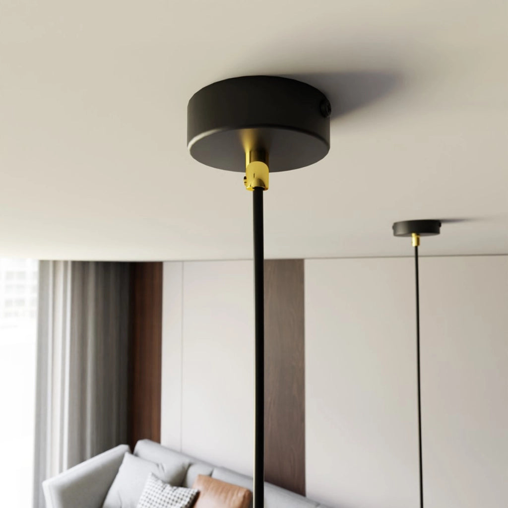 Lampada a sospensione ELIT in acciaio nero opaco e oro