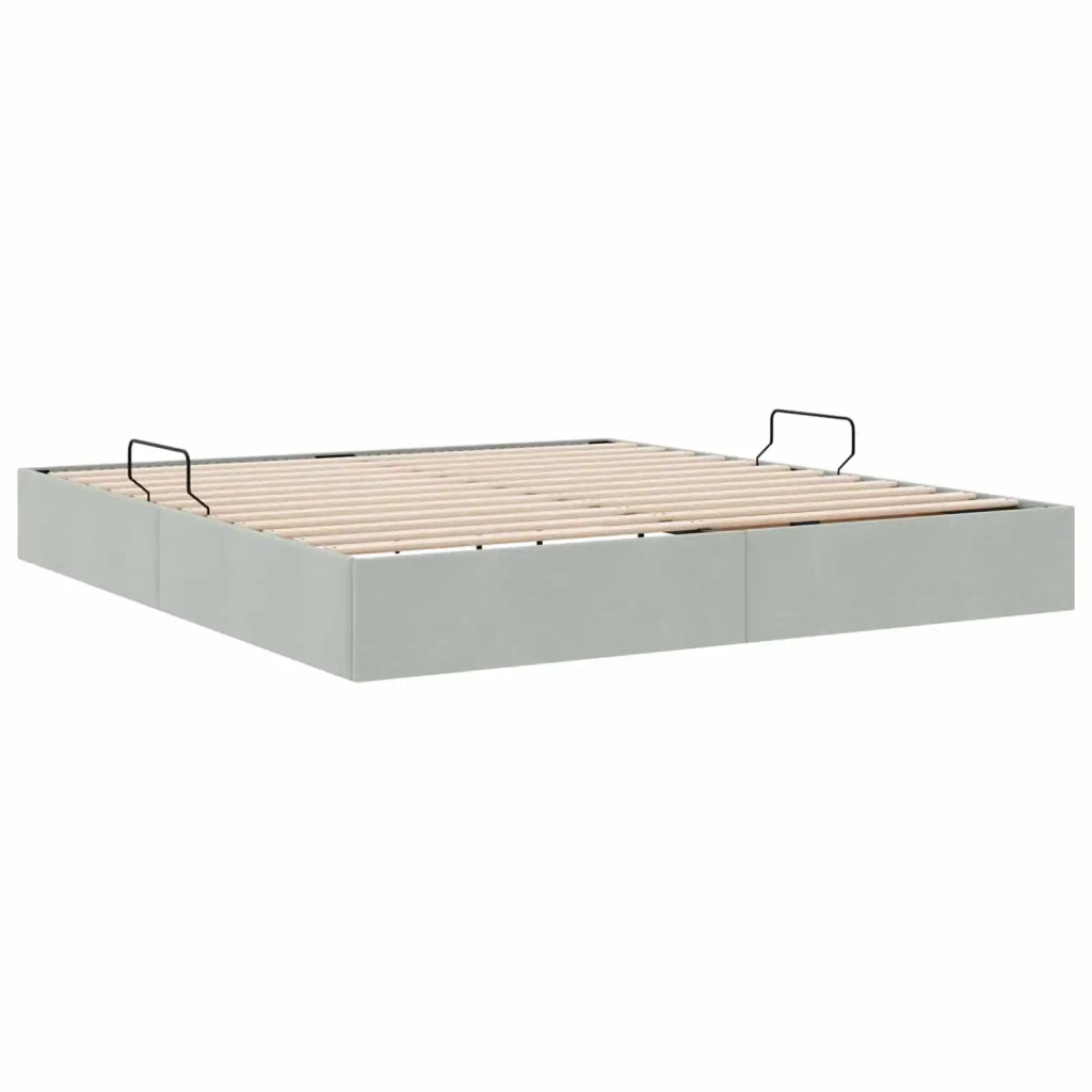 Letto ottomano Grigio Chiaro 160 x 200 cm Velluto