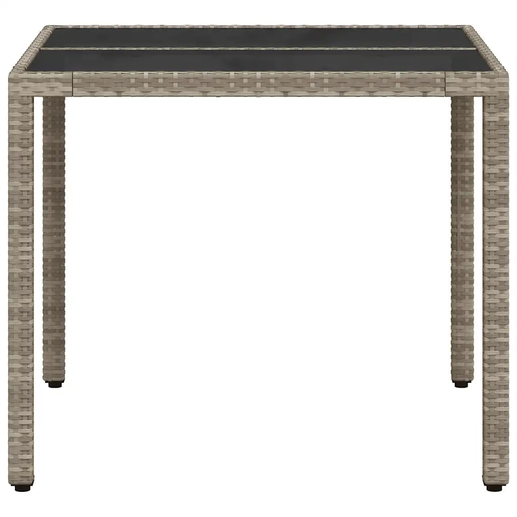 Tavolo Giardino Piano Vetro Grigio Chiaro 90x90x75cm Polyrattan 368122