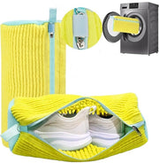 Set di salviette per scarpe, lavatrice, 2 set di salviette per scarpe, sacchetto per scarpe, lavatrice, sacchetto per scarpe, cerniera riutilizzabile, salvietta per scarpe in peluche, per scarpe da tennis e sneakers (giallo)