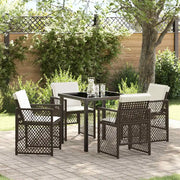 Set da Pranzo per Giardino 5 pcs Marrone polyrattan