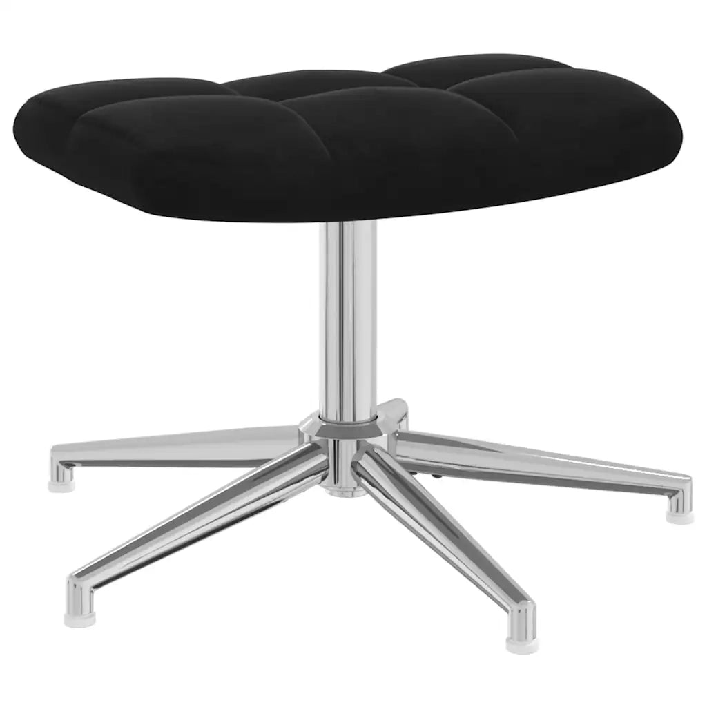 Divano Sedia-Poltrona Relax con Poggiapiedi Nero in Velluto 223707