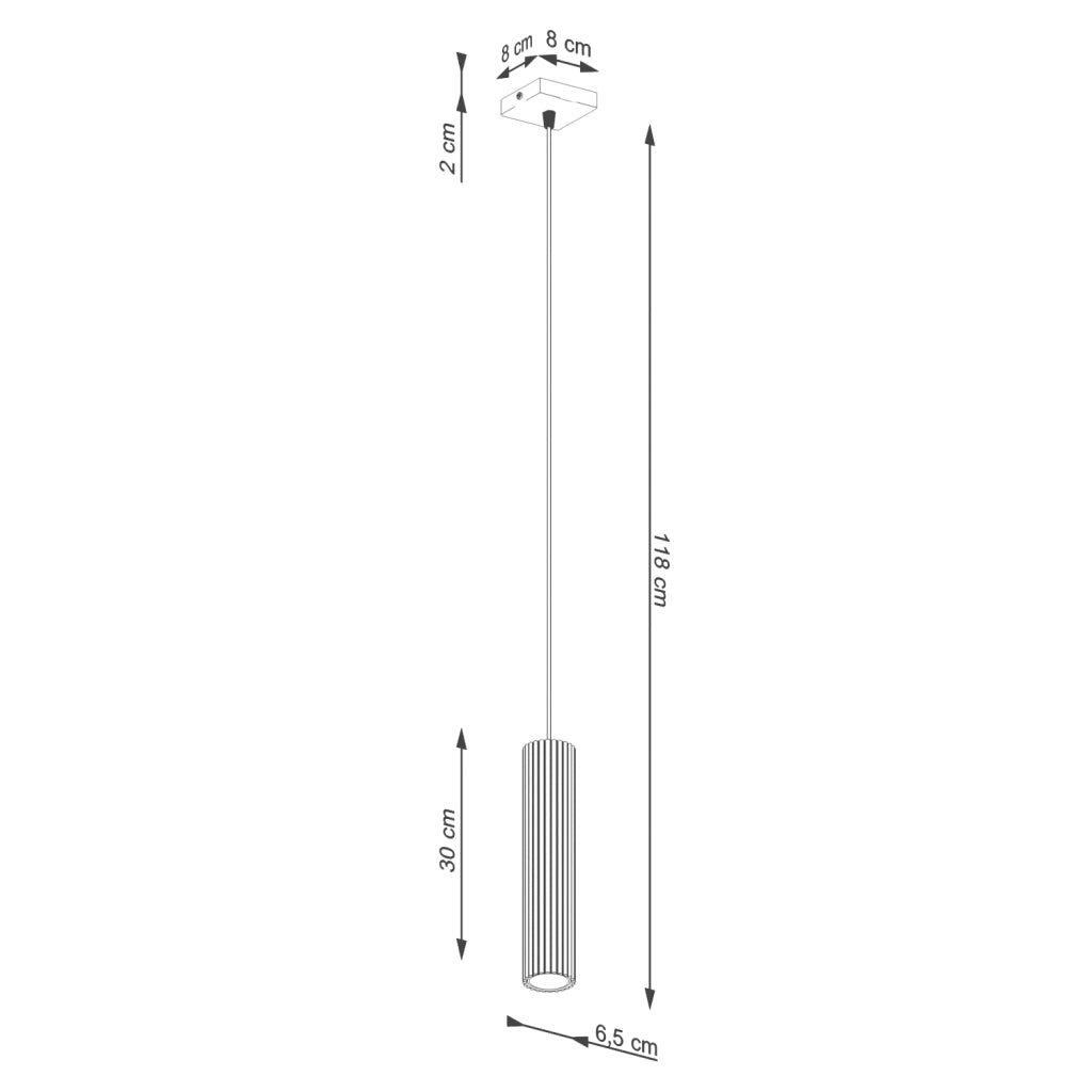 Lampada a sospensione tubo rigato taupe GU10 Pure Lume