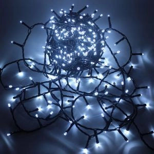 LUCI DI NATALE 1500 LED BIANCO FREDDO 30M CAVO SCURO USO INTERNO E ESTERNO