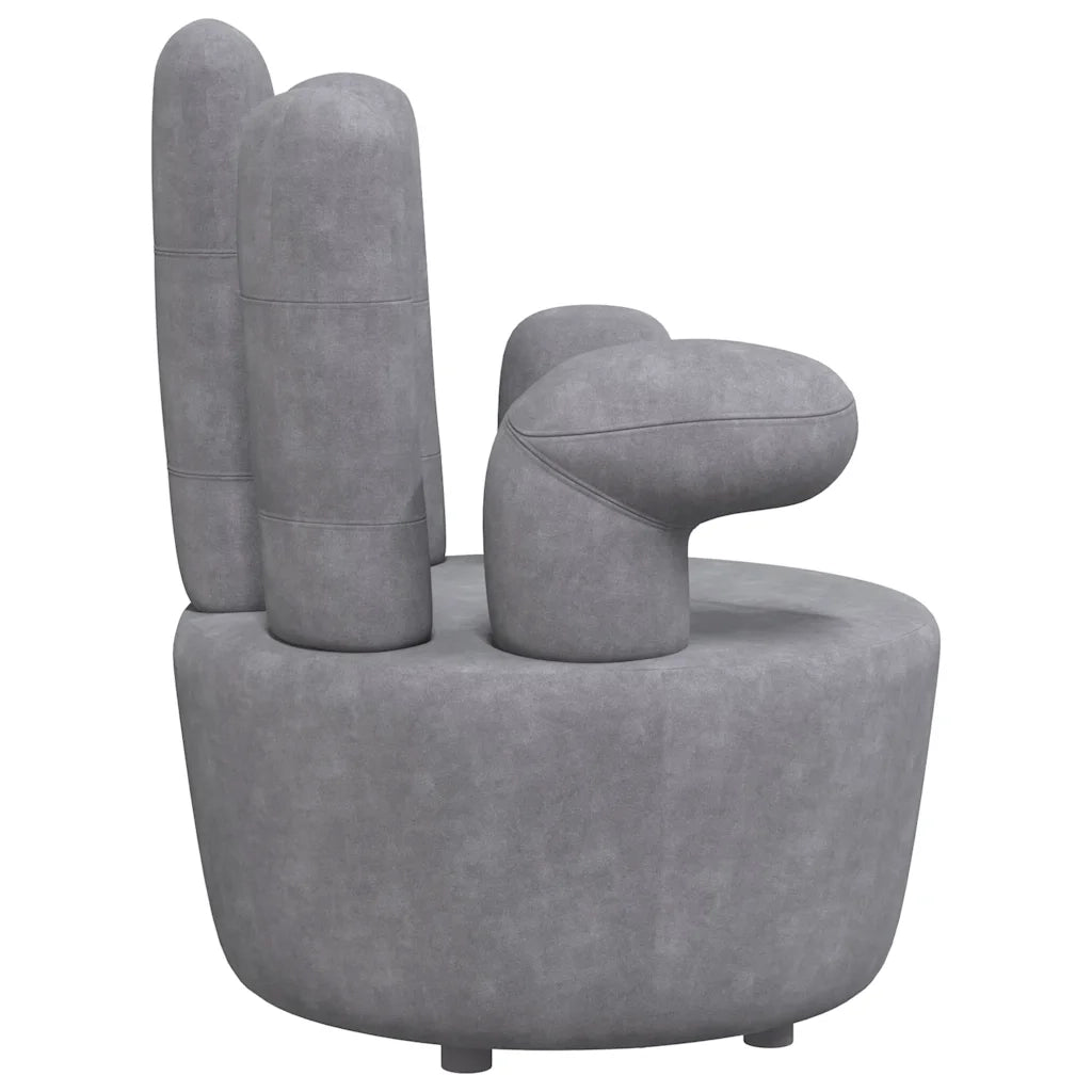 Poltrona a Forma di Mano Grigia in Velluto cod mxl 9526