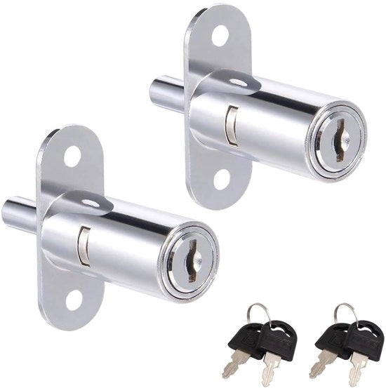 Cilindri di sicurezza per porte scorrevoli - 40mm - Rivestimento in acciaio inossidabile - 2 pezzi - Chiavi - Resistente alla torsione - Adatto per porte scorrevoli - Cilindri di sicurezza per porte di cassetti
