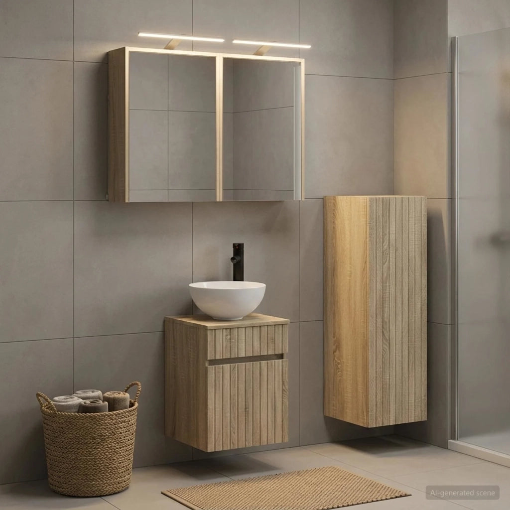 Set di mobili per il bagno 4 pz Rovere Sonoma 3407465