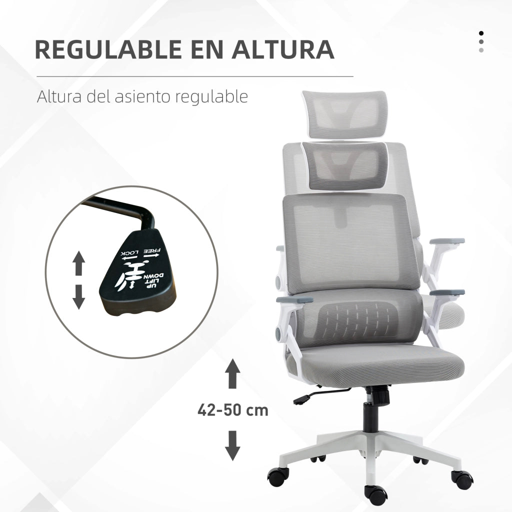 Sedia da ufficio in rete girevole con schienale e altezza regolabile ¨C zephmum ¨C grigio 60x61x104,5-121,5 cm