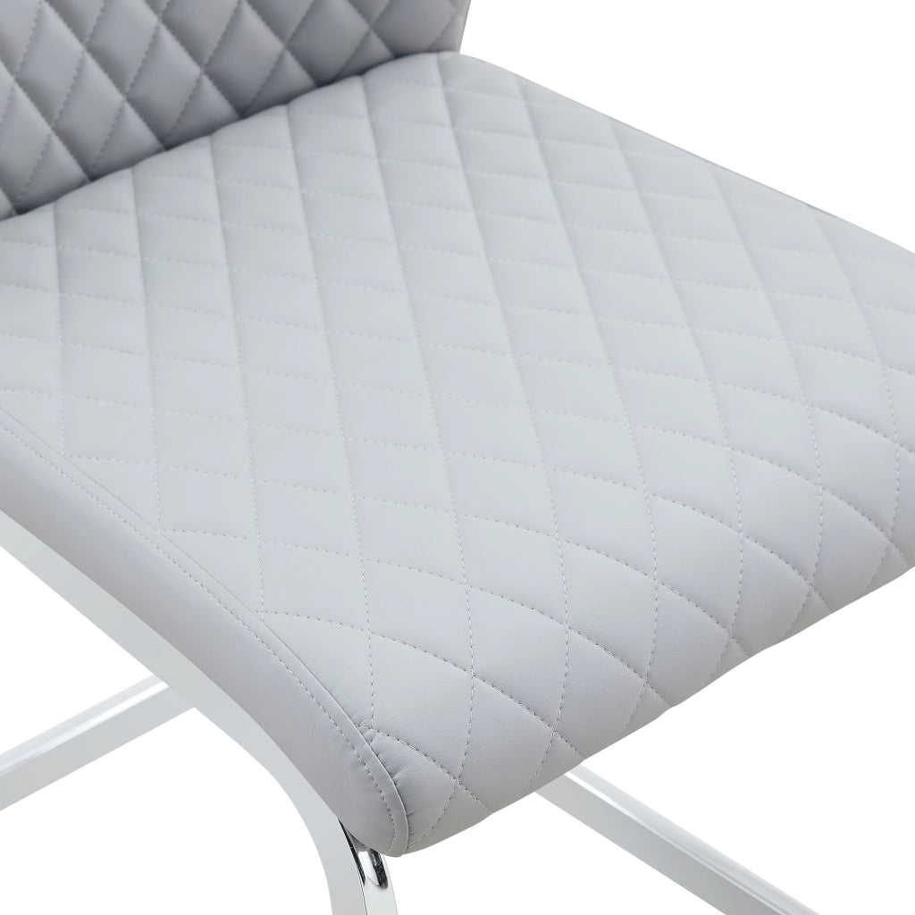 Sedia da pranzo set da 2 in pelle PU con schienale alto e seduta imbottita, struttura in metallo, grigio chiaro