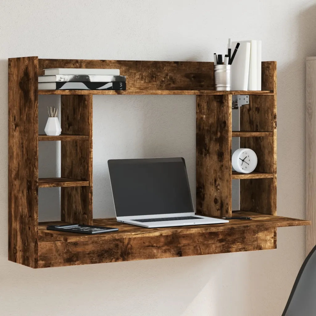 Scrivania a Parete Rovere Fumo 105x48x75cm Legno Multistrato 847972