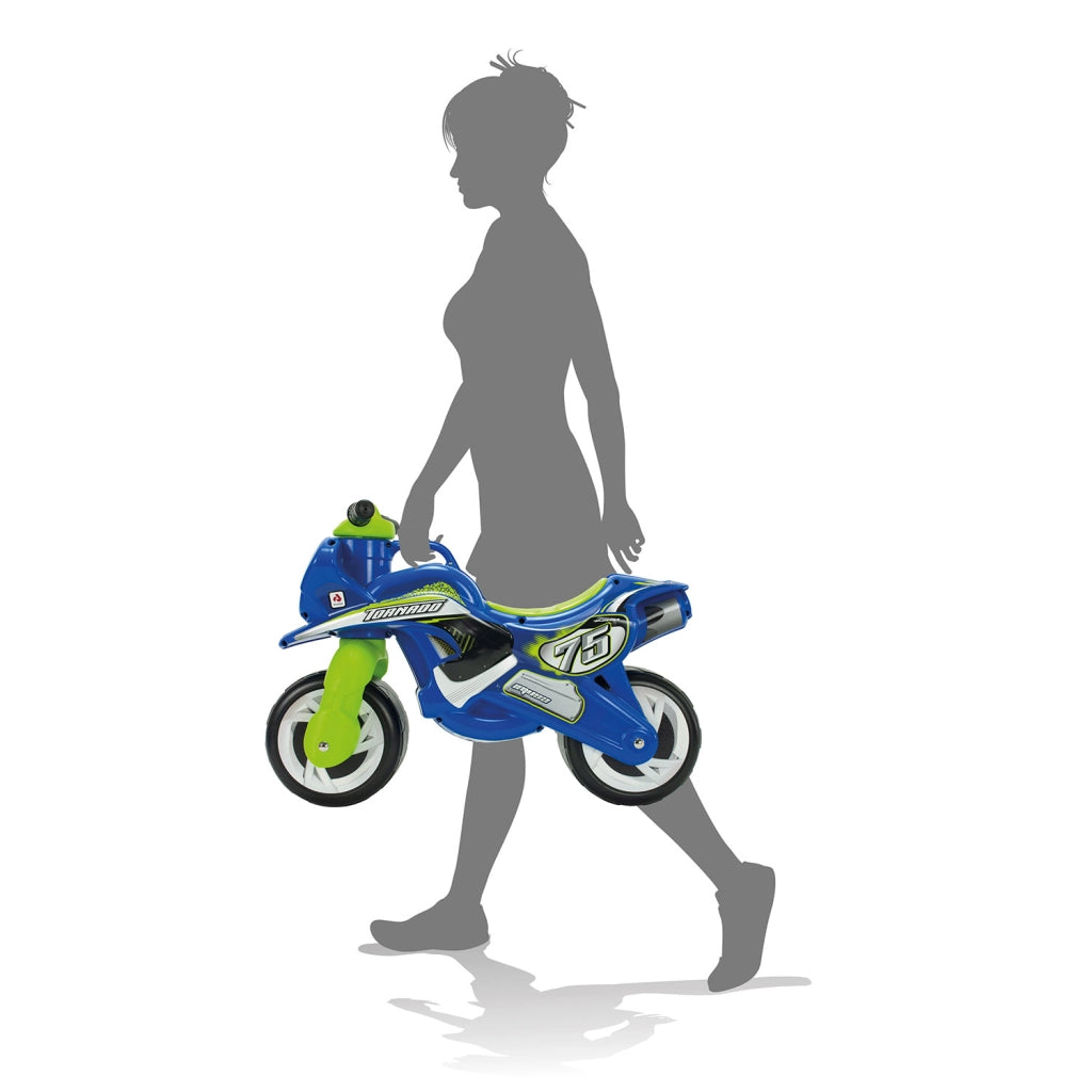 Moto Cavalcabile per Bambini Tundra Tornado 69x27,5x49 cm con Ruote Larghe Blu