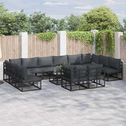 Set Divano da Giardino con cuscino 12 pcs Nero Alluminio 3378924