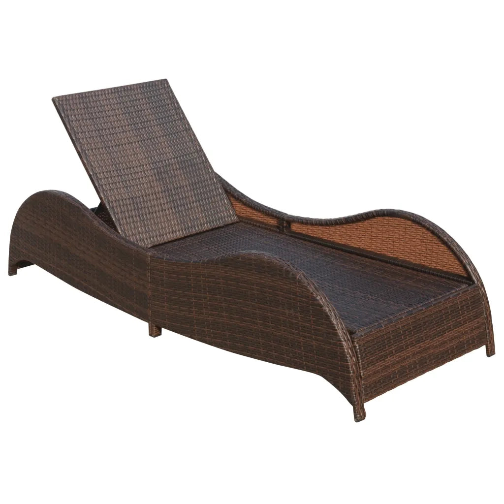 Lettino Prendisole con Cuscino in Polyrattan Marrone 41974