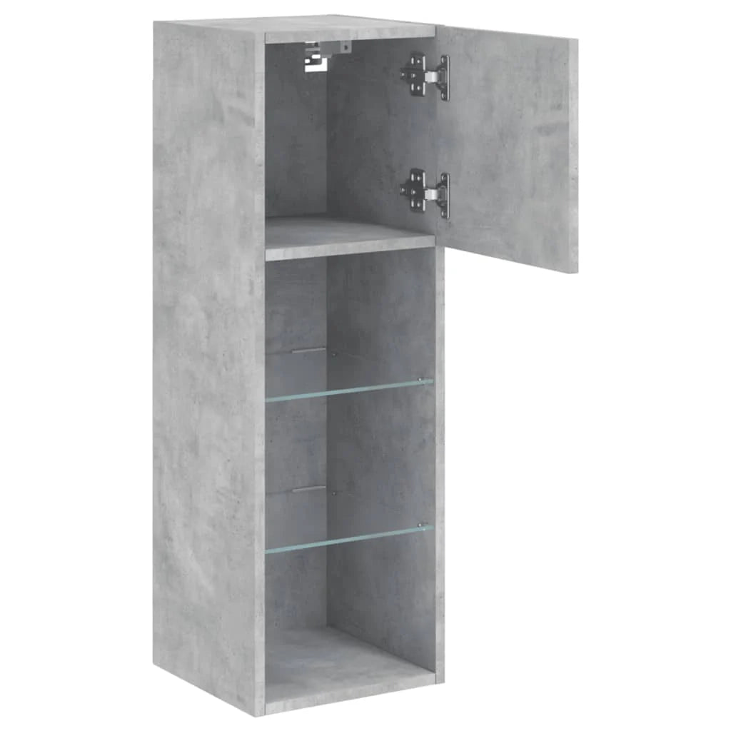 Mobile TV multimediale scaffale TV credenza mobile TV per sala da pranzo soggiorno camera da letto con luci LED 2 pezzi 30,5 x 30 x 90 cm grigio 02_0028837