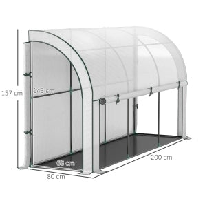 Serra da parete con porta avvolgibile e copertura UV 300 x 80 x 157 cm