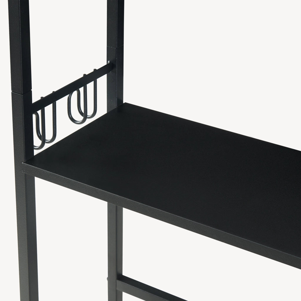 Scaffale Sopra WC Ljukhobro a 3 Ripiani Mensola da Bagno 164 x 64 x 20 cm - Nero [en.casa]