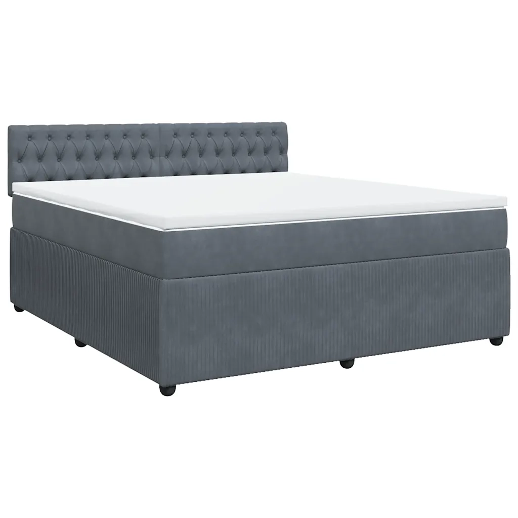 Giroletto a Molle con Materasso Grigio Scuro 180x200 cm Velluto