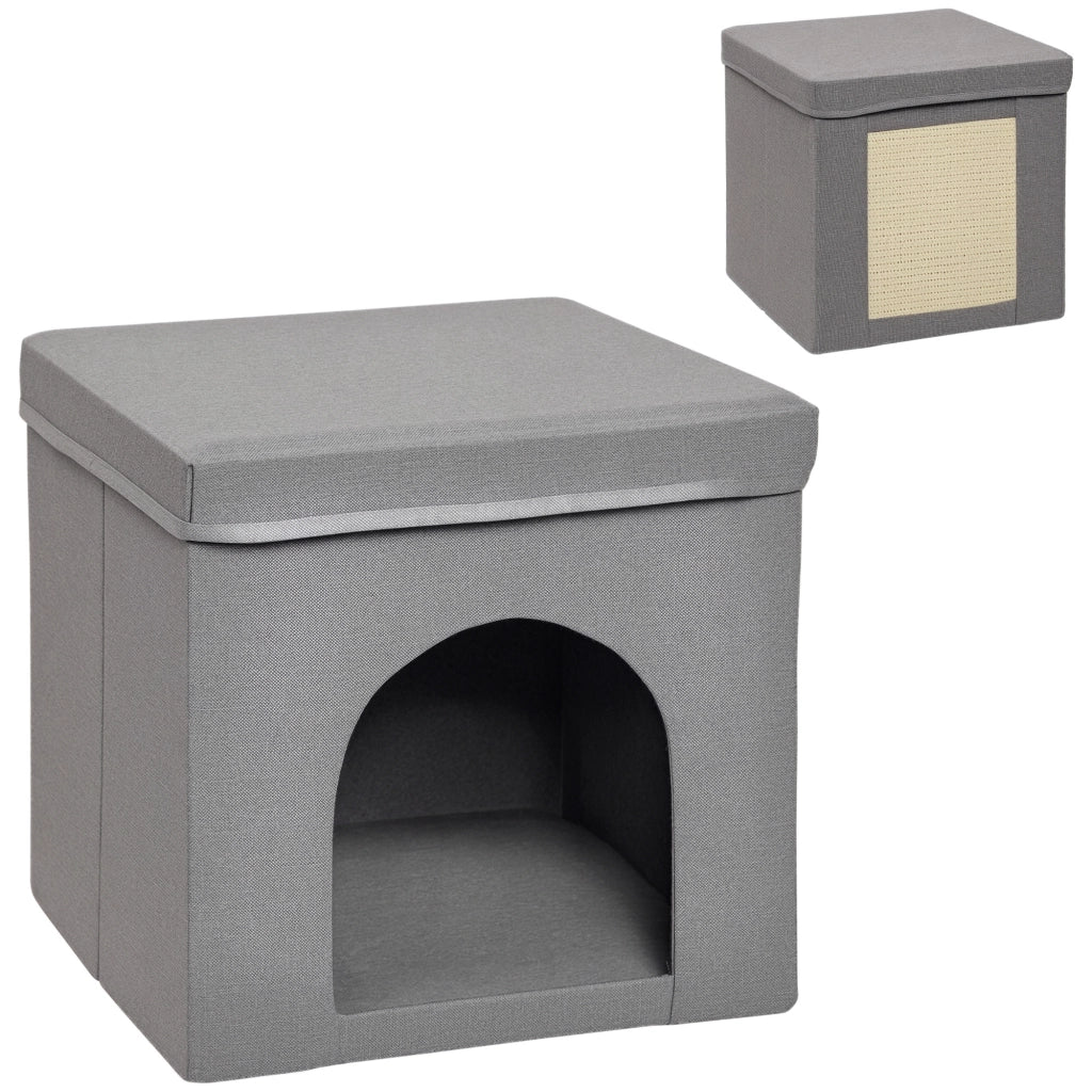 Casetta per Gatti Pieghevole a Cubo ¨C zephmum ¨C Grigio 36.5x36.5x36.5 cm