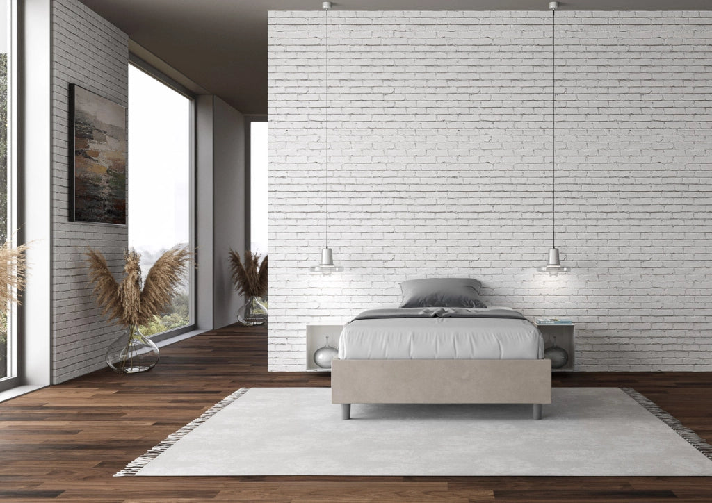 Letto Matrimoniale Francese Sommier 140x200 cm con Rete Azelia Sabbia