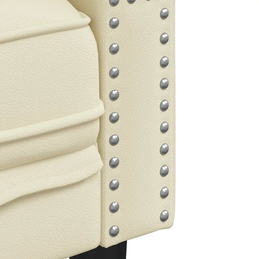 Poltrona Chesterfield Crema in Ecopelle 372653