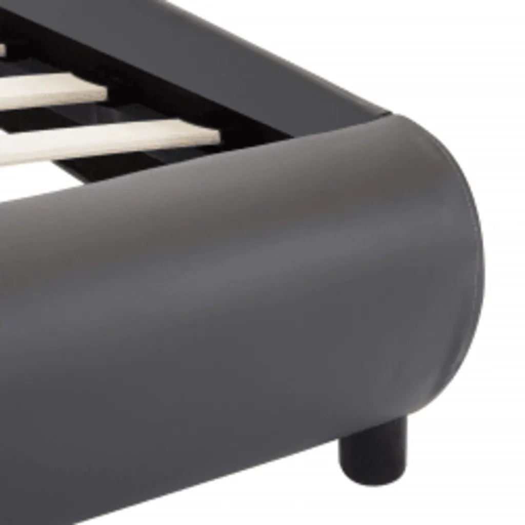 Letto singolo | Letto per adulti | Giroletto con LED Grigio in Similpelle 100x200 cm