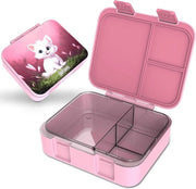 Bento box per bambini con contenitori e scatola per snack BPA-free per scuola materna e scuola 1000 ml leggero (gatto rosa)