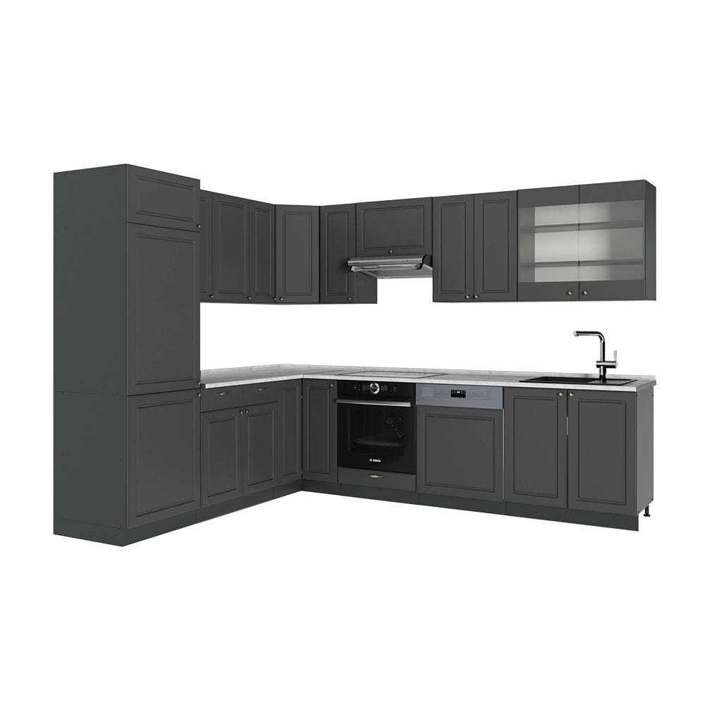 Cucina angolare completa Fame-Line Oro-antracite rustico/Antracite 287 x 60 cm, PL Marmo Vicco