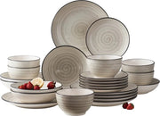 Servizio da Tavola in Porcellana Luxe 24 pezzi - Beige - Hand-painted - Anti-chip - 6 persone