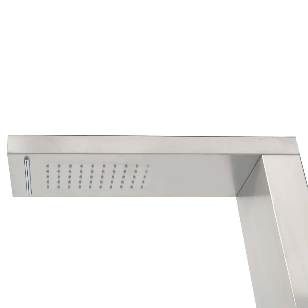 Doccia esterna con piatto doccia in WPC acciaio inox grigio 02_0042029