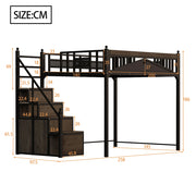 Letto a castello in metallo - Xylo - 140x200cm, barriera di sicurezza, scala reversibile, nero