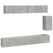 Set di mobili da 6 pezzi tra cui armadio credenza mobile TV televisore per soggiorno camera da letto salotto legno ingegnerizzato grigio 02_0025048