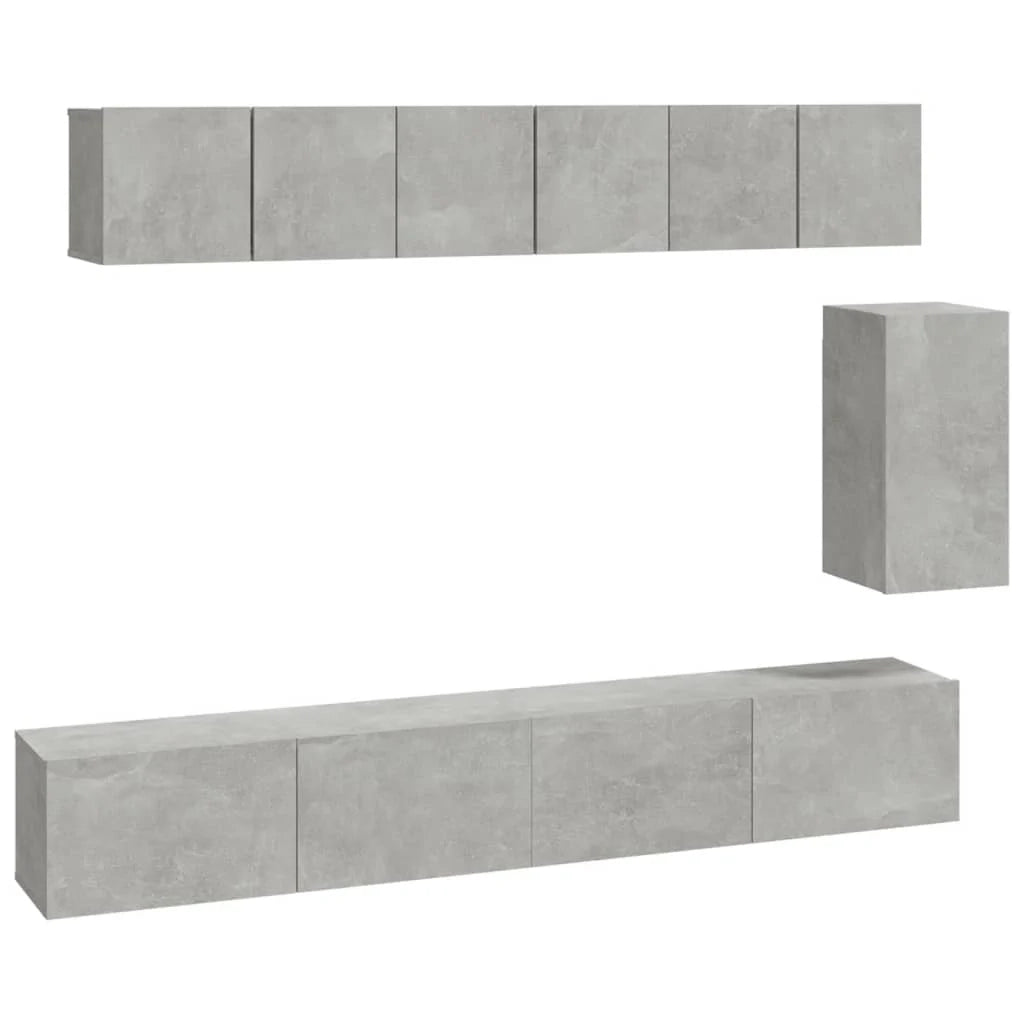 Set di mobili da 6 pezzi tra cui armadio credenza mobile TV televisore per soggiorno camera da letto salotto legno ingegnerizzato grigio 02_0025048