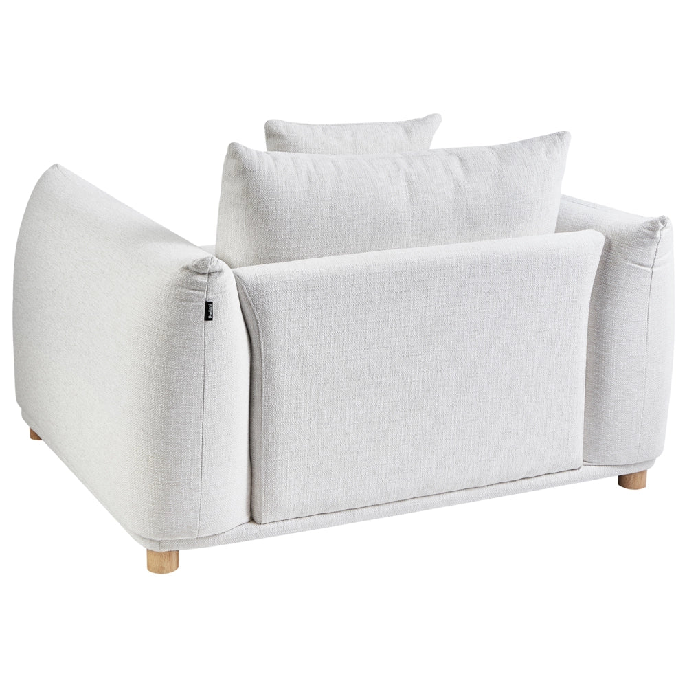 Poltrona Tessuto bianco sporco Gambe di legno morbide Stile moderno arredamento scandinavo