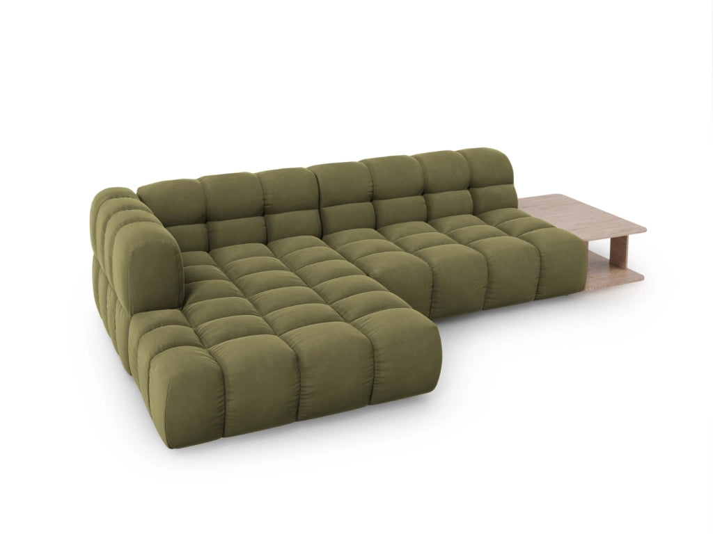 Cosmopolitan Design - Divano angolare modulare sinistro "Sky" 4 posti in velluto verde chiaro 