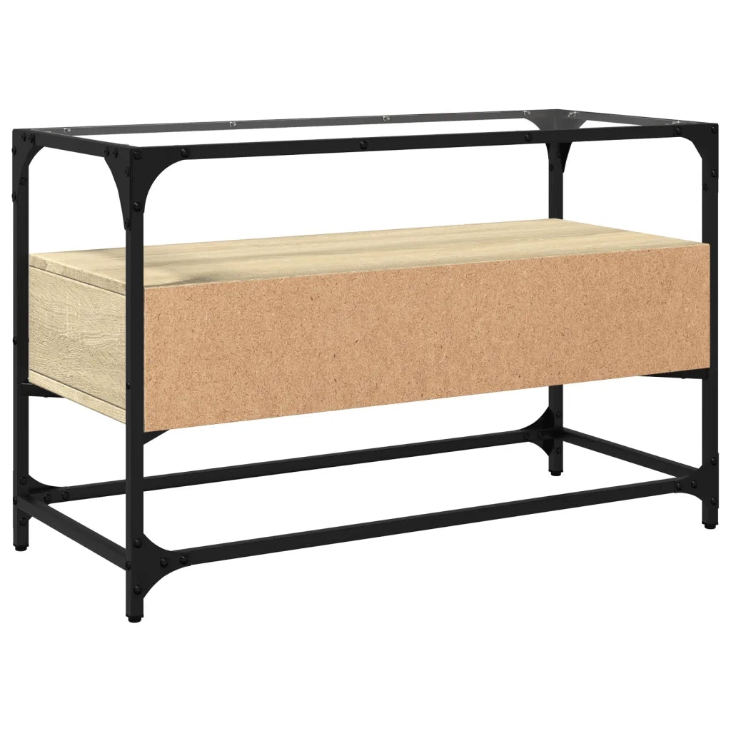 Mobile TV Piano-Credenza per TV-Console TV Vetro Rovere Sonoma 80x35x51 Legno Multistrato